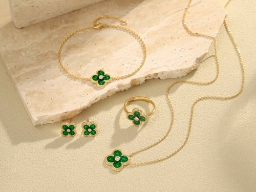 طقم فلور من الفضة وأحجار الCZ