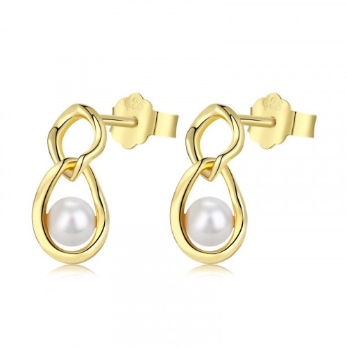 حلق سنبل من اللؤلؤ والفضة المطلية بالذهب