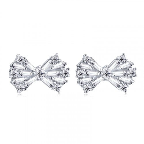 حلق بابيون بأحجار الCZ والفضة المطلية بالروديوم