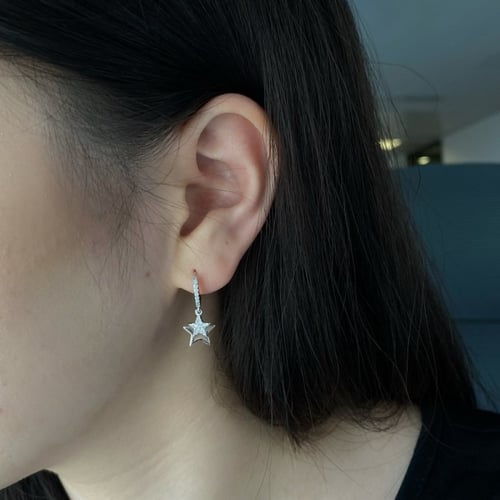 حلق نجوم من الفضة المطلية بالروديوم