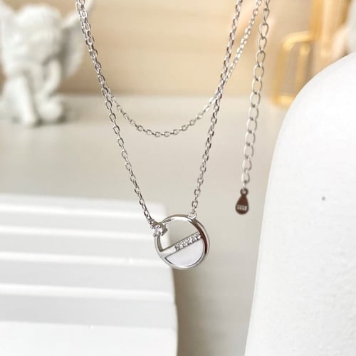 قلادة سنتر من الفضة و صدف البحر و أحجار الCZ