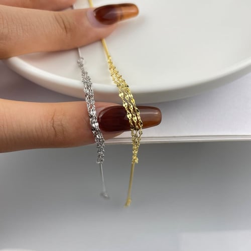 سوار سلسة ثلاثية من الفضة المطلية بالروديوم