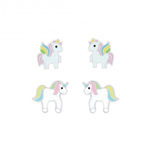 طقم حلق يونيكورن أبيض ملون