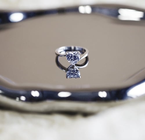 خاتم دايموند قلب من احجار الـ CZ والفضة