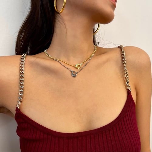 قلادة عصرية من الفضة المطلية بالذهب