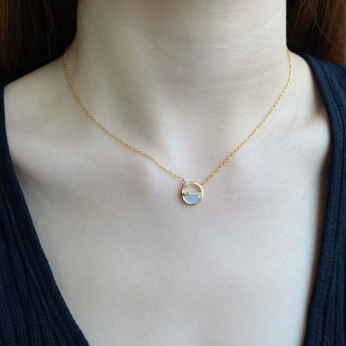 قلادة سنتر من الفضة و صدف البحر و أحجار الCZ