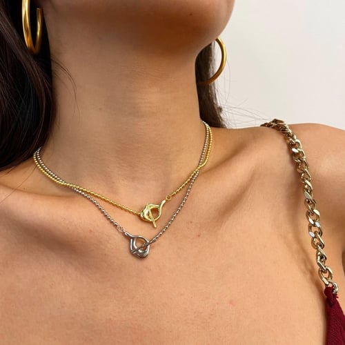 قلادة عصرية من الفضة المطلية بالذهب