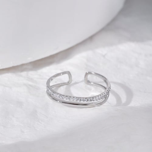 خاتم تونز من الفضة المطلية بالروديوم و أحجار الCZ