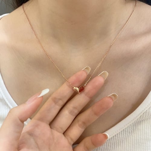 قلادة قلب نصفين من الفضة المطلية بالذهب