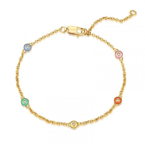 سوار ألوان الطيف من الفضة المطلية بالذهب