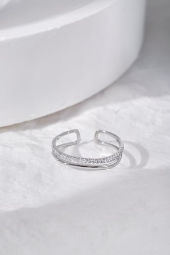 خاتم تونز من الفضة المطلية بالروديوم و أحجار الCZ