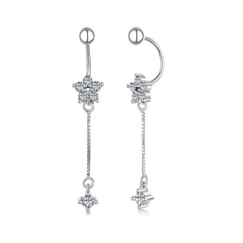 حلق ستار لونج من احجار الـ CZ والفضة المطلية بالرو...