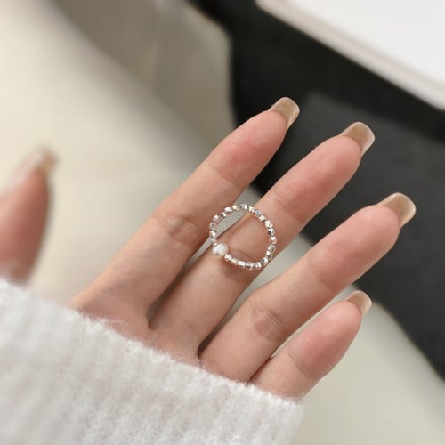 خاتم سترج بلورات الفضة باللؤلؤ الطبيعي