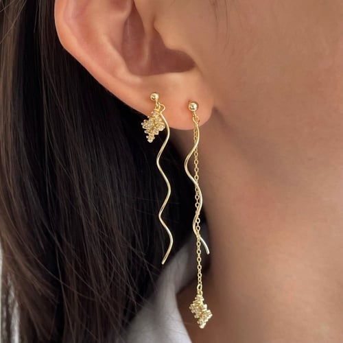 حلق تي لونج من الفضة المطلية بالذهب