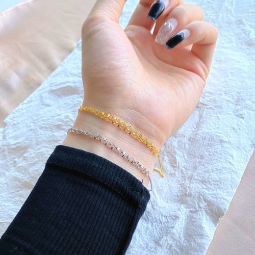 سوار سلسة ثلاثية من الفضة المطلية بالروديوم