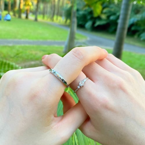 دبله توينز زهرة دايموند من الفضة المطلية بالروديوم