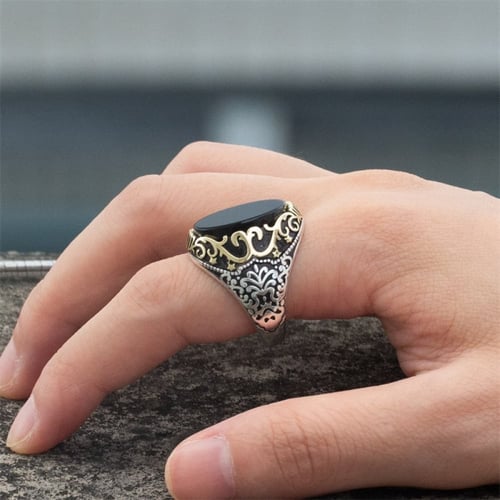 خاتم رجالي سلطاني بحجر العقيق اليماني