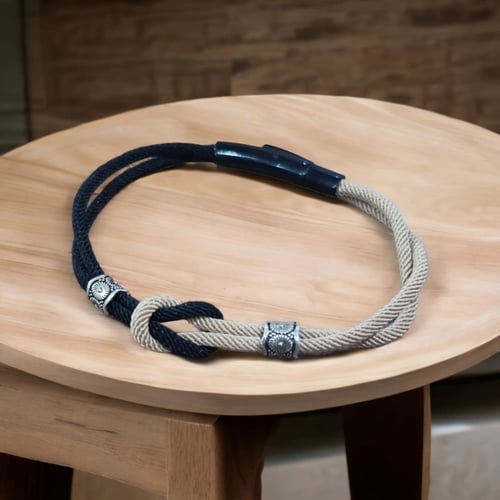 اساور رجالي خيوط بيج و أسود