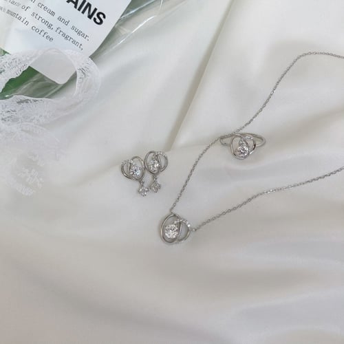 طقم قلب سبور من الفضة و أحجار الCZ