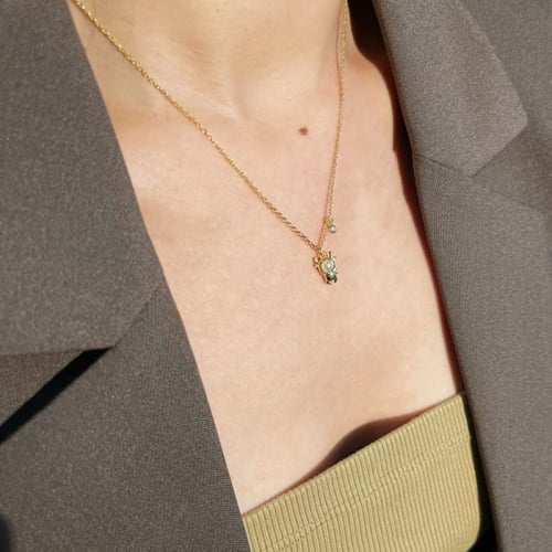 قلادة ألين بالؤلؤ و الفضة المطلية بالذهب