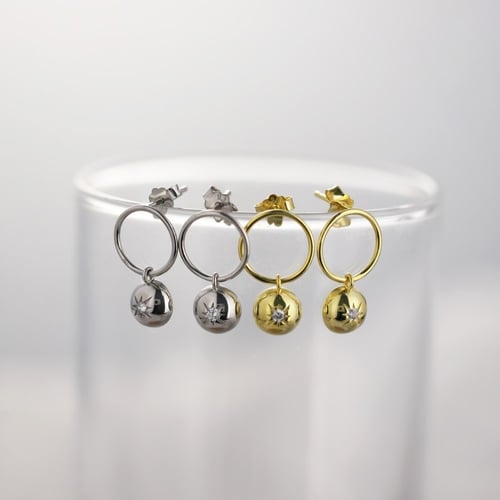 حلق فانسي من الفضة المطلية بالروديوم