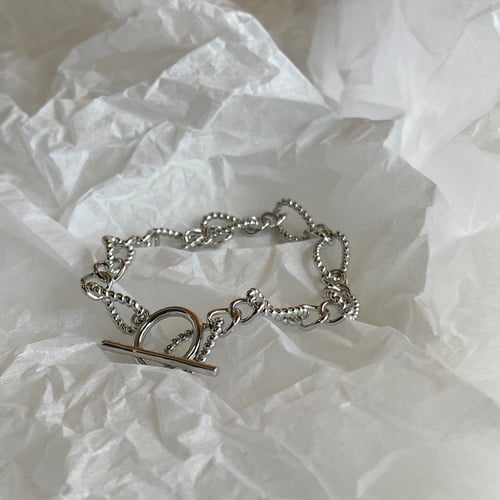 سوار سلسلة عصري من الفضة المطلية بالروديوم