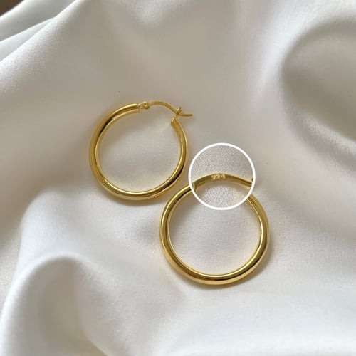 حلق كلاسيك من الفضة المطلية بالذهب