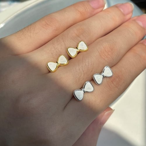 حلق بابيون بالمينا والفضة المطلية بالروديوم