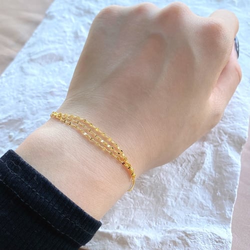 سوار سلسة ثلاثية من الفضة المطلية بالذهب