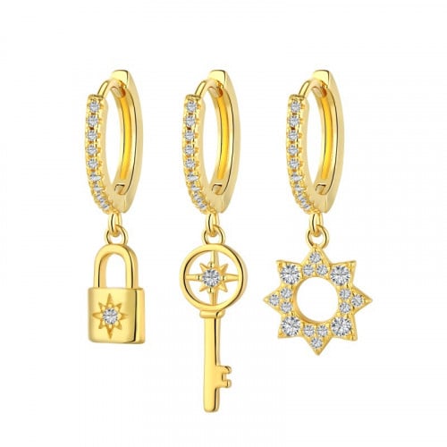 طقم حلق مفتاح و قفل من احجار الـCZ