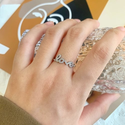 خاتم أحبك من احجار الـ CZ والفضة