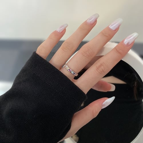 خاتم سطح القمر من احجار الـCZ والفضة المطلية بالرو...