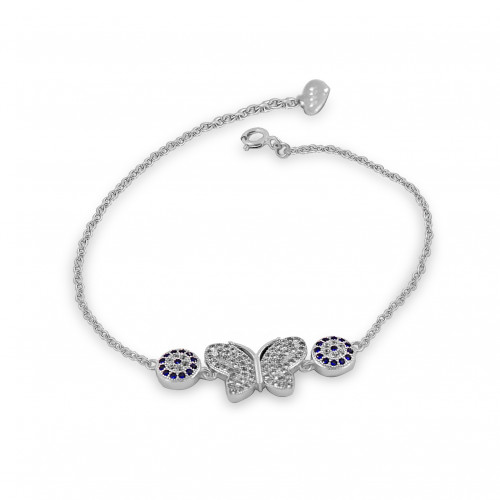 سوار الفراشة من احجار الـ CZ و الفضة المطلية بالرو...