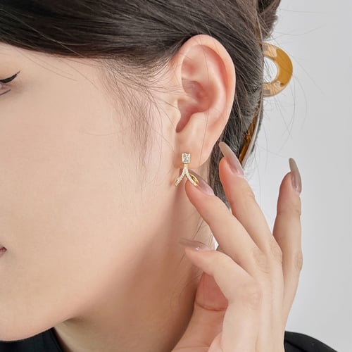 حلق دابموند كلاس من الفضة المطلية بالذهب