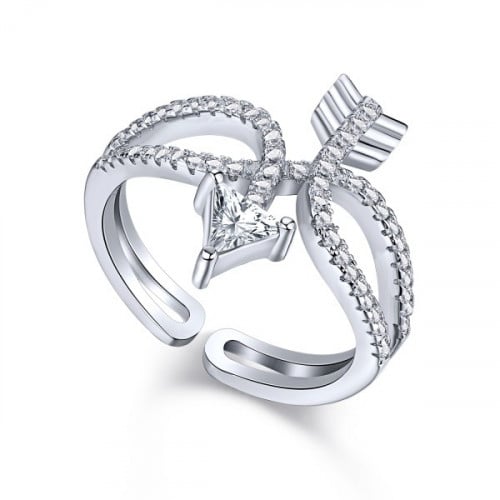 خاتم سهم ثنائي من احجار الـ CZ والفضة