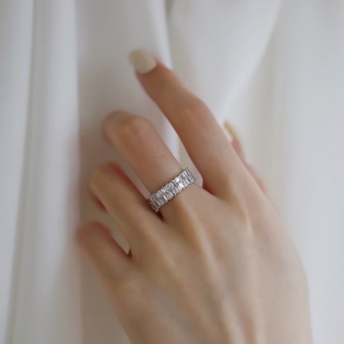 خاتم سوار من احجار الـ CZ والفضة