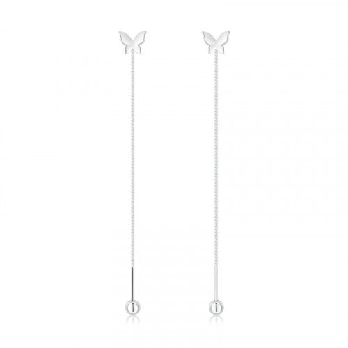 حلق فراشة خيط من الفضة المطلية بالروديوم