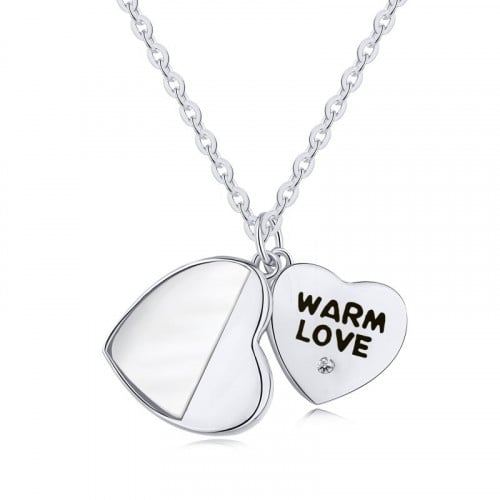 قلادة الحب الدافئ من الفضة المطلية بالروديوم
