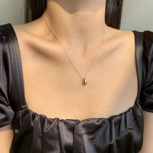 قلادة مودرن الدمعة من الفضة المطلية بالذهب