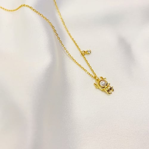 قلادة ألين بالؤلؤ و الفضة المطلية بالذهب