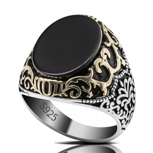 خاتم رجالي سلطاني بحجر العقيق اليماني