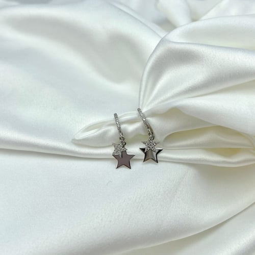 حلق نجوم من الفضة المطلية بالروديوم