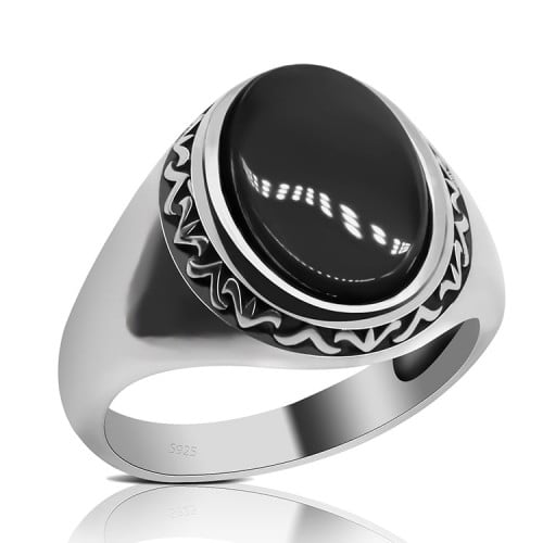 خاتم رجالي ملكي بحجر العقيق اليماني