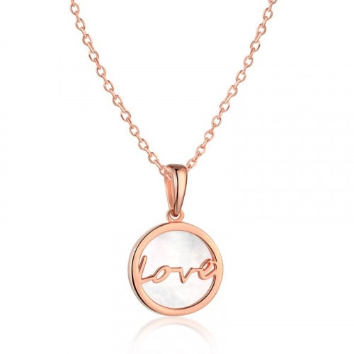 قلادة أحبك من الفضة وصدف البحر المطلي بالذهب الورد...