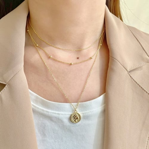 سلسال موناليزا من الفضة المطلية بالذهب