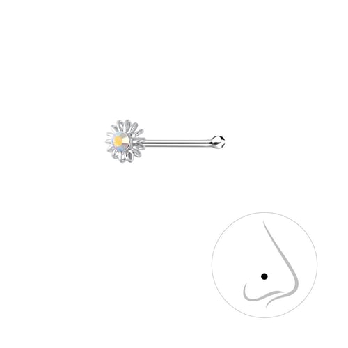 زمام أنف من الفضة زهرة الزركون بعدة الوان