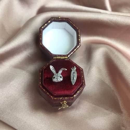 حلق أرنوب من الفضة المطلية بالروديوم