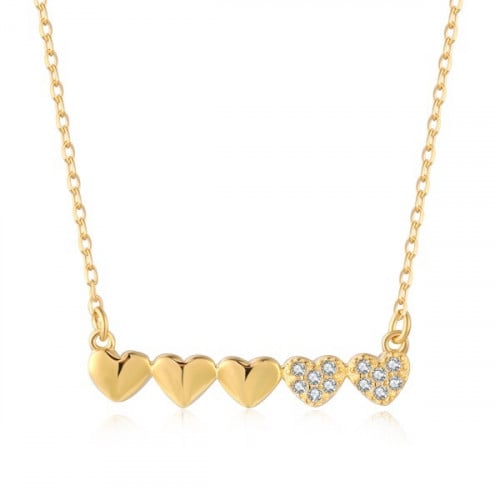 سلسال Line Hearts من احجار الـCZ و الفضة المطلية ب...