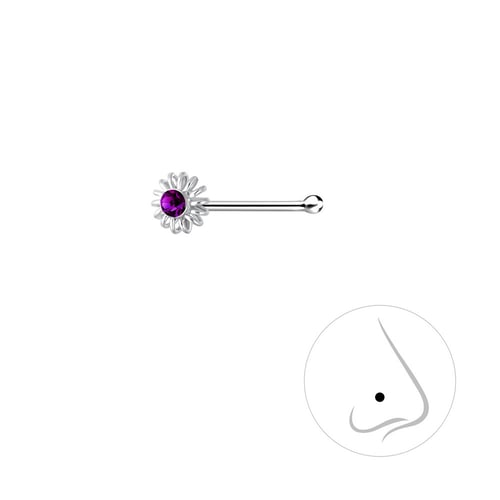 زمام أنف من الفضة زهرة الزركون بعدة الوان