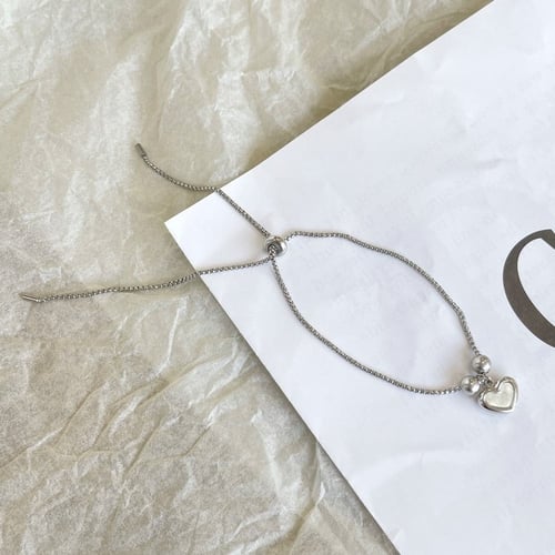 سوار القلب صدف البحر من الفضة المطلية بالروديوم